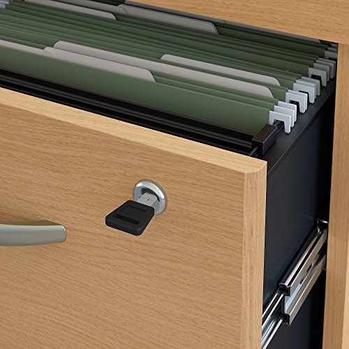 Bush Business Furniture Series C 72W Bow Front L Shaped Desk with 48W Return and Mobile File Cabinet in Light Oak