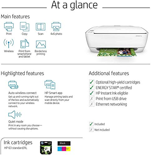 HP DeskJet 3630 Wireless All-in-One Printer, Works with Alexa (F5S57A)