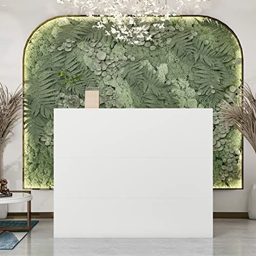 AGOTENI Reception Desk L Shape with Open Shelf & Drawers, White
