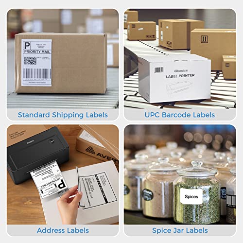 Shipping Label Printer - Gbasics Thermal Label Printer with Label Holder 150mm/s High-Speed Inkless Printing, USB 4x6 Label Printer for Amazon Shopify USPS, Support Windows/Mac OS/Linux(NO ChromeOS)
