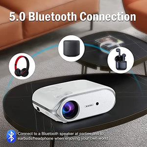 Higfra Smart Home Projector with 5G WiFi, Bluetooth, 1080P Native Resolution, 16000 Lumens, 4K Support
