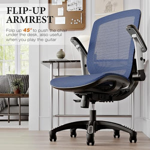 GABRYLLY Ergonomic Office Chair - Mesh Desk Chair with Adjustable Arms and Lumbar Support, Blue