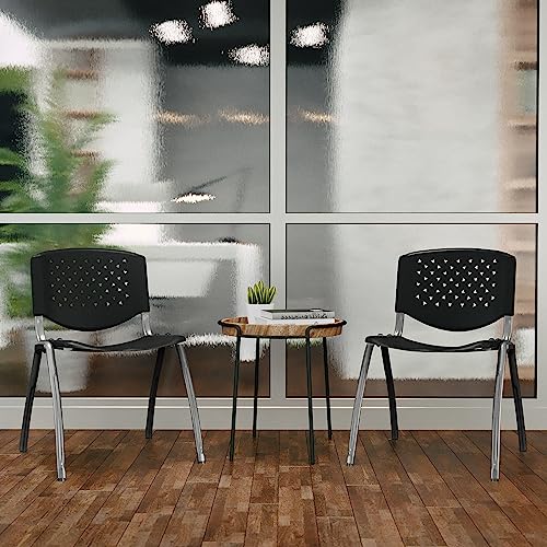 Flash Furniture HERCULES -5 Pack 880 lb. Capacity Black Plastic Stack Chair