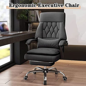 YIORYO Executive Office Desk Chair with Headrest and Lumbar Support, High Back Ergonomic Managerial Chair (Gray/Orange, Size: )