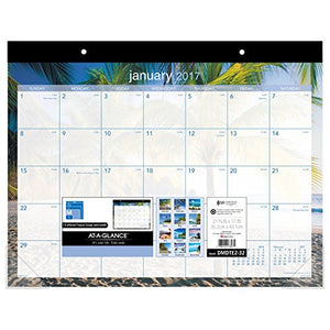 AT-A-GLANCE Desk Pad Calendar 2017, Monthly, 21-3/4 x 17", Tropical Escape (DMDTE2-32)