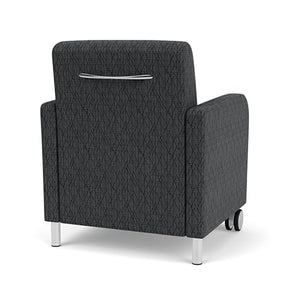 Lesro Siena Polyurethane Lounge Reception Guest Chair in Black/Steel