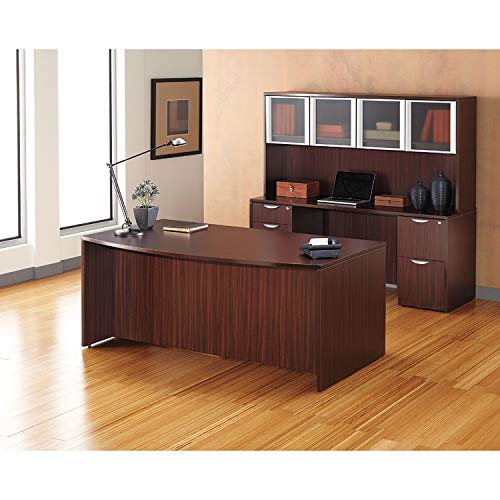 Alera ALEVA227236MY Valencia Bow Front Desk Shell, 71w x 35 1/2d to 41 3/8d x 29 5/8h, Mahogany