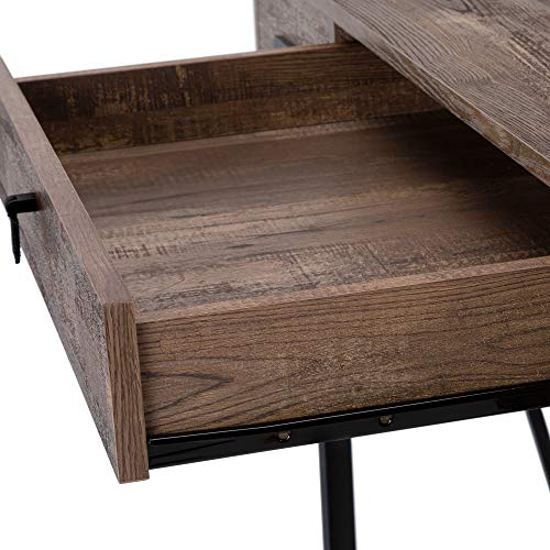 Monarch Specialties Laptop Table with Drawers-Industrial Style-Metal Legs Computer Desk Home & Office, 48" L, Brown Reclaimed Wood Look