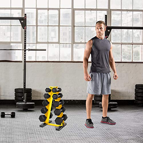 CAP Barbell 150-Pound Dumbbell Set with Vertical Rack, Yellow