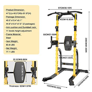 Bueuwe Power Tower Pull Up Bar Station Workout Dip Station Multi-Function Pull Up Tower with J Hook Home Strength Training Workout Equipment