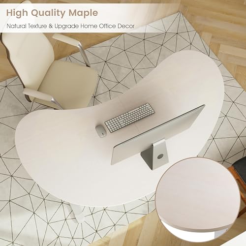 EUREKA ERGONOMIC Electric Standing Desk 70 Inch - Height Adjustable Sit Stand Up Desk, Cashew-Shaped Computer Workstations, Maple