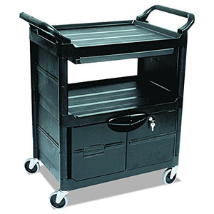 Rubbermaid Commercial Products Rolling Utility Cart with Drawers, Black, 300 lbs Capacity