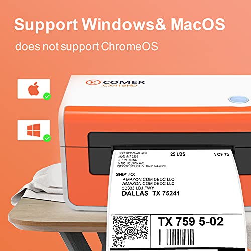 K COMER Thermal Label Printer 300DPI,4x6 Shipping Label Printer for Package,Desktop Label Maker Compatible with Amazon, Etsy, USPS, Shopify, Ebay, Work with Windows & Mac for Small Business