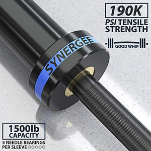 Synergee Regional Olympic 20kg Men’s Black Phosphate Barbell. Rated 1500lbs for Weightlifting, Powerlifting and Crossfit