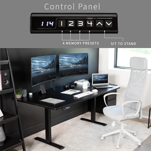 VIVO Electric Height Adjustable Standing Desk, 71 x 30 inch, Black Table Top, Black Frame, Preset Controller - 1B Series