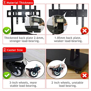 RonGQi Heavy Duty Rolling TV Stand for 32''-65'' Screens, Adjustable Height, 220Lbs Capacity