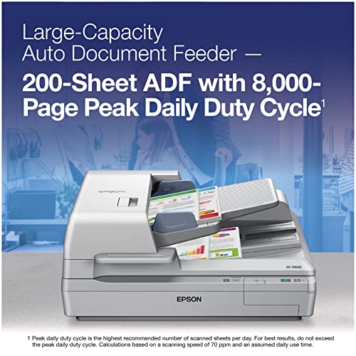 Epson DS-70000 Large-Format Document Scanner: 70ppm, TWAIN & ISIS Drivers, 3-Year Warranty