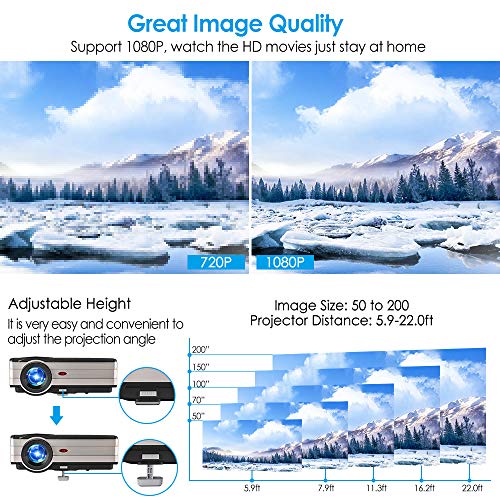4200 Lumen LCD LED HD Home Theater Wireless Projector with Android Bluetooth, Support Full HD 1080P HDMI WiFi Airplay Smart Multimedia TV Proyector for Outdoor Indoor Movie Holiday Party Game Console