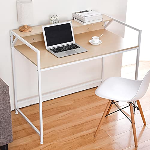 Computer Desk, 43.3 inch Home Office Workstation, Study Desk with Bookshelf, Modern Desk with Storage Shelves for Small Spaces