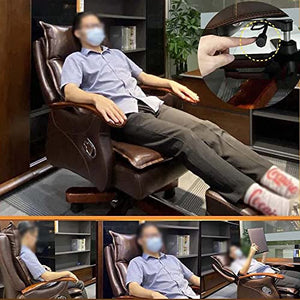 inBEKEA Multi-Segment Backrest Leather Office Chair with Footrest, Brown/Black