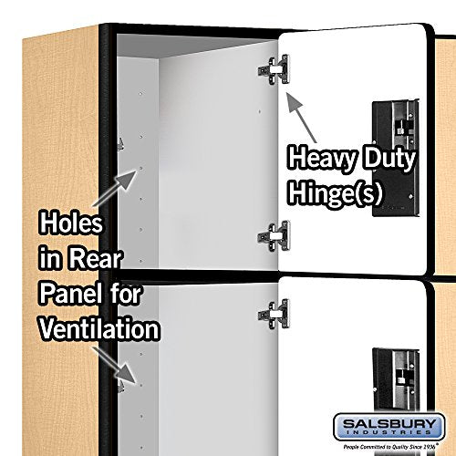 Salsbury Industries Maple 4-Tier Extra Designer Wood Locker with 3 Wide Storage Units, 6ft High x 18in Deep