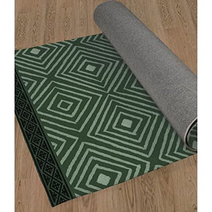TRP Artisan Foldable Rectangular Office Chair Mat 96" x 120" | Pretty Print Jacquard Weave | Dark Green, Water & Stain Proof