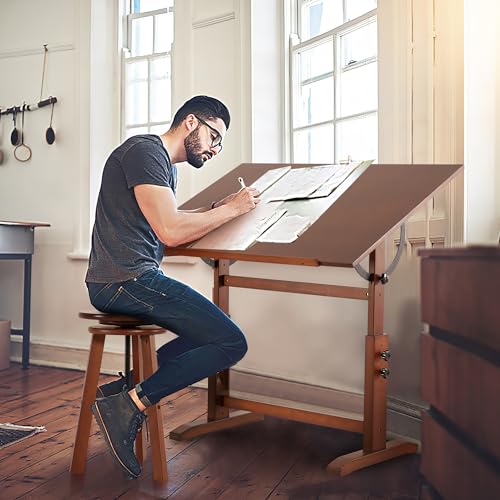 VISWIN Extra-Large Artist Drafting Table 30" x 42", Adjustable Height & Angle, Solid Pine Wood, Art Table for Adults