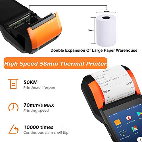 POS Receipt Printer 58mm Thermal Printer with Android OS 5.45" Touch Screen, Support 4G, Bluethooth, Wi-Fi Compatible with Loyverse iREAP and CashStock for Sales Retail Print