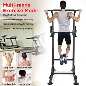 WSSW Power Tower Dip Station Pull Up Bar for Home Gym Adjustable Height Strength Training Workout Equipment