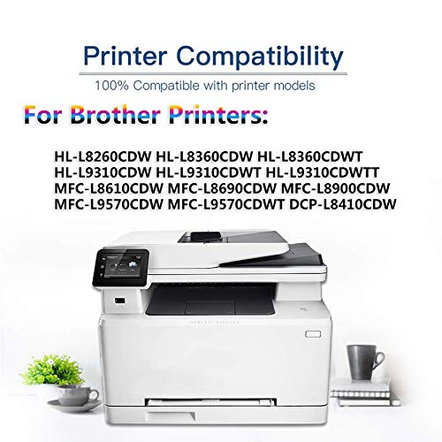 8 Pack (2BK+2C+2Y+2M) Compatible High Yield Toner Cartridge Replacement for Brother TN-433 | TN433 use for Brother L8260CDW L8360CDW L8360CDWT L8610CDW L8690CDW L8900CDW L8410CDW Series Printer