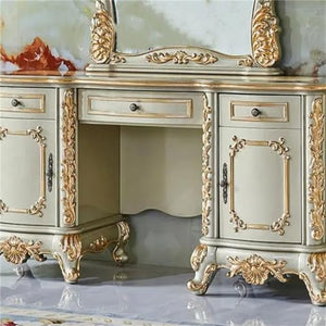 None Vintage Solid Wood Dressing Table Princess Dressing Table with Drawers Bedroom Furniture