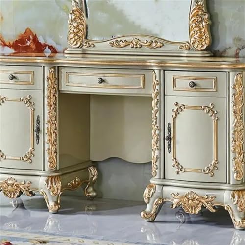 Vintage Solid Wood Dressing Table Princess Dressing Table with Drawers Bedroom Furniture