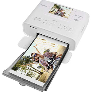 Canon SELPHY CP1300 Desktop or Portable Inkjet Laser Bluetooth Wireless Compact (4x6 Label) Photo Printer (White) Canon KP-108IN Color Ink Paper Set | Includes USB Printer Cable Gentle Cleaning Cloth