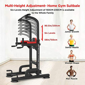 WSSW Power Tower Dip Station Pull Up Bar for Home Gym Adjustable Height Strength Training Workout Equipment