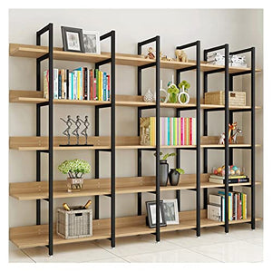 HARAY Multi-Layer Bookshelf Cabinet Display Rack - Steel & Wood Art Shelf