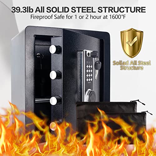 1.9 Cub Security Safe and Safe Box with Digital Keypad,Fireproof Safe with Inner Cabinet LED Light,Money Safe box for Home Hotel Business