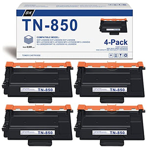 (Black,4-Pack) Compatible TN-850 High Yield Toner Cartridge Replacement for Brother TN850 HL-L5000D HL-L5100DN HL-L6250DW HL-L6300DW HL-L6400DW/DWT HL-L5200DW/DWT Printer Toner Cartridge