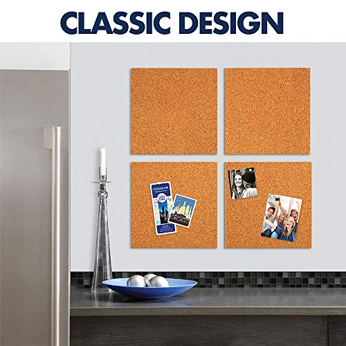 Quartet Cork Tiles, Cork Board, 12" x 12", Corkboard, Wall Bulletin Boards, Natural, 80 Pack (108)