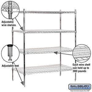 Salsbury Industries Stationary Wire Shelving Unit, 48-Inch Wide by 63-Inch High by 24-Inch Deep, Chrome