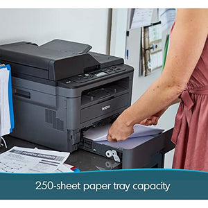 Brother DCP-L2550DWA Wireless Monochrome Laser Printer - Print Scan Copy - 36 ppm, 2400 x 600 dpi, 8.5 x 14, 250-Sheet, ADF, Duplex Printing