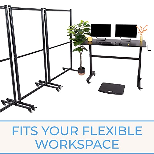 Stand Steady Mobile Plastic Room Divider | Clear Acrylic Sneeze Guard with Wheels | Large Portable Separation Panel | Social Distancing Barrier for Office, School, Gym, & Restaurant