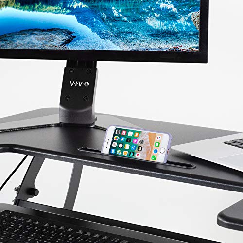 VIVO Black Height Adjustable 36 inch Stand up Desk Converter Quick Sit to Stand Tabletop Dual Monitor Riser, DESK-V000V