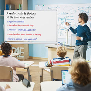 Large Magnetic Mobile Whiteboard with Rolling Stand - 60” X 40” Double Sided Easel Style Dry Erase White Board on Locking Wheels, Giant Standing Commercial Writing Board with White Aluminium Frame
