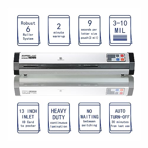 SINCHI Robust 6-Roller Laminator Machine, 13" Heavy Duty Thermal Laminator for Commercial Use