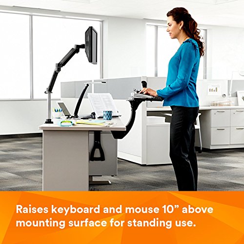 3M AKT180LE Sit/Stand Easy Adjust Keyboard Tray, Highly Adjustable Platform,, Black