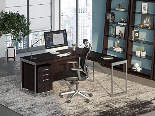 BDI Furniture Sequel 6107 Mobile File Pedestal, Charcoal Stained Ash Wood