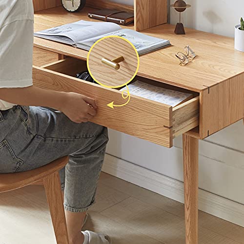 XIANGGUI 1983 Computer Table with Bookshelf and Drawers - Modern Oak Desk for Home Office and Study Room