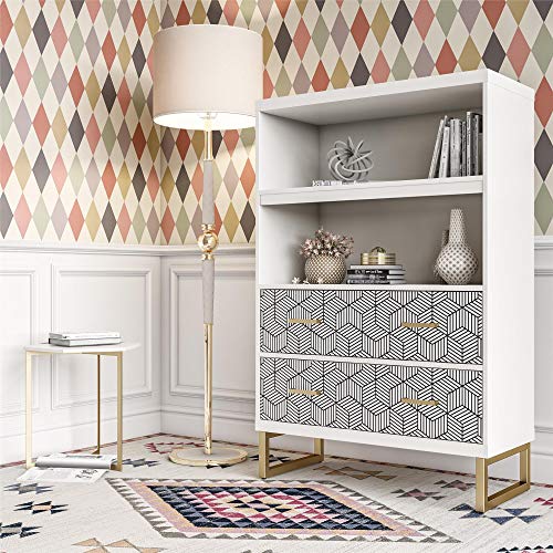 CosmoLiving Scarlett Bookcase with Drawers, White