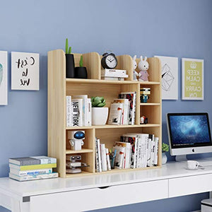 Zenglingliang Desktop Bookshelf Multi-Layer Wooden Storage Rack - Adjustable Countertop Bookcase