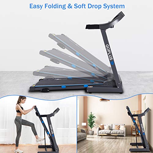 Goplus 2.25HP Electric Folding Treadmill with Incline, with Display and 12 Built-in Workout Programs, Walking Running Jogging Fitness Machine for Home & Gym Cardio Fitness